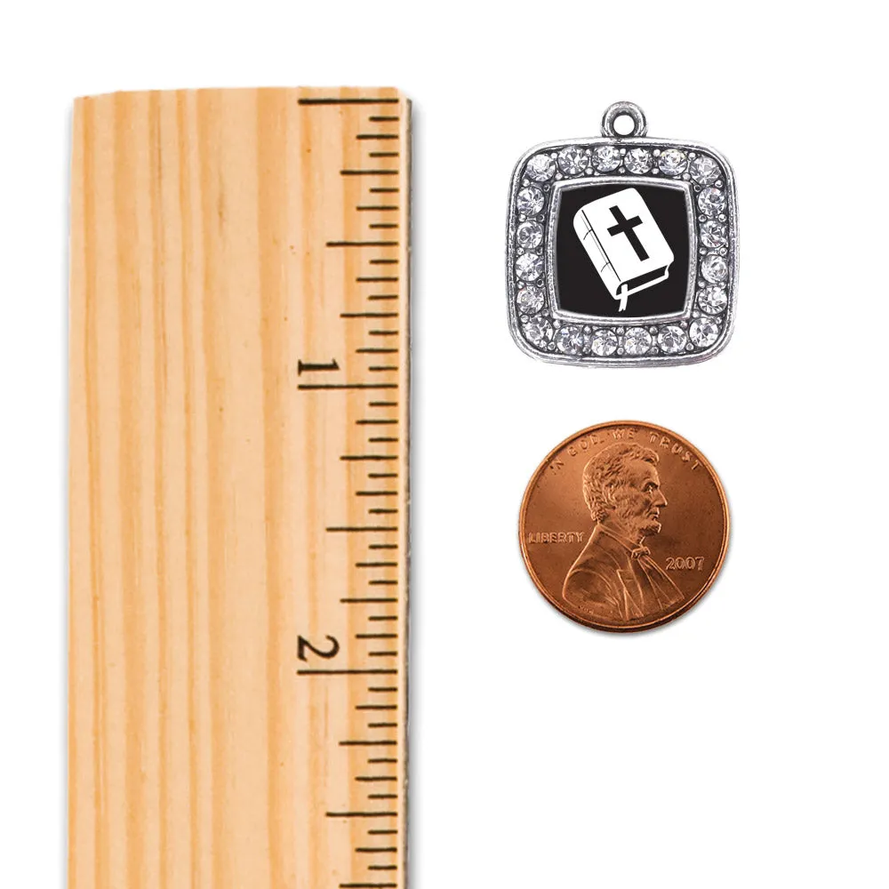 Silver Holy Bible Square Charm Toggle Bracelet